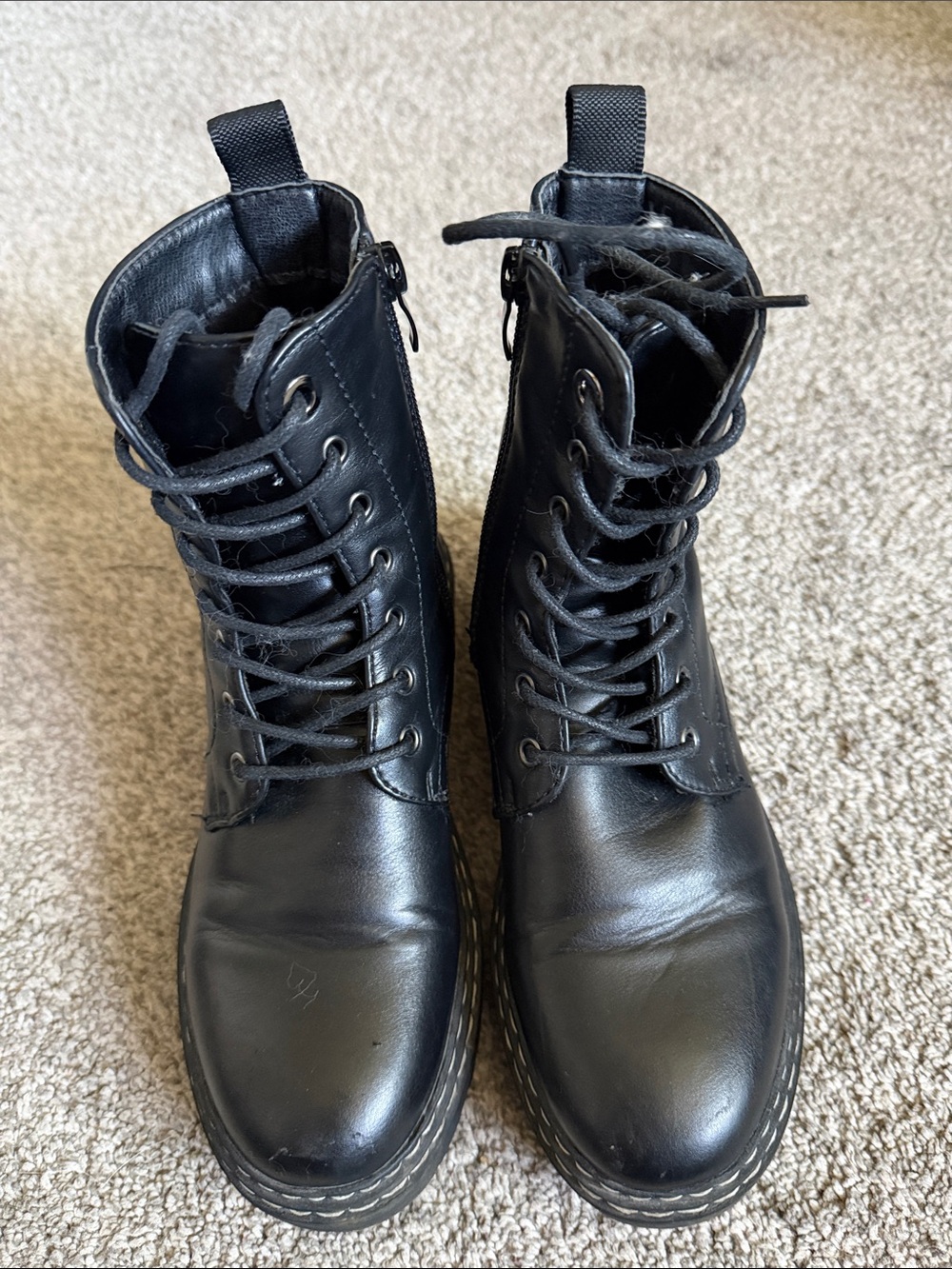 Steve Madden Black Lace-Up Combat Boots